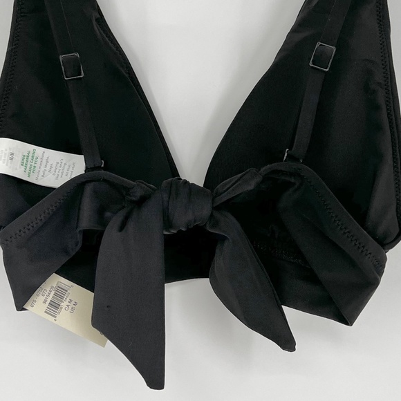 Aerie Women's Triangle Bikini Swim Top Size M Black Tie Back Banded Padded - Picture 4 of 8